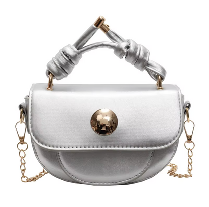 Borsa a tracolla donna con cuciture decorative e chiusura a lucchetto. Formato mini 17x7x10cm.