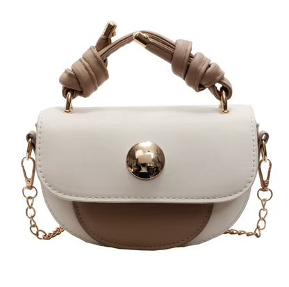Borsa a tracolla donna con cuciture decorative e chiusura a lucchetto. Formato mini 17x7x10cm.