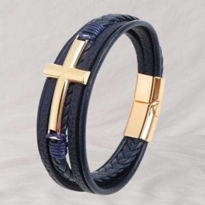 Bracciale in pelle intrecciato a mano