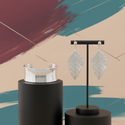 Orecchini Foglia Argento & Bracciale Minimal