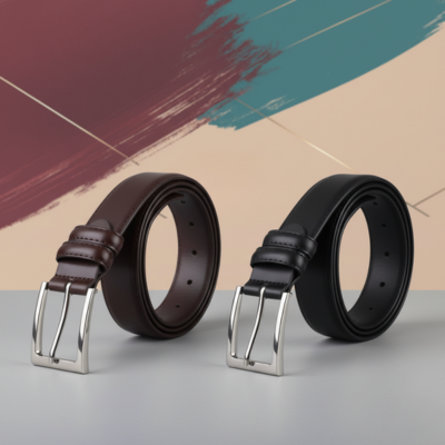 Cintura in pelle uomo con fibia in metallo. Made in Italy