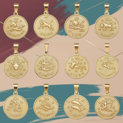 Ciondolo Segno Zodiacale in acciaio inox colore oro