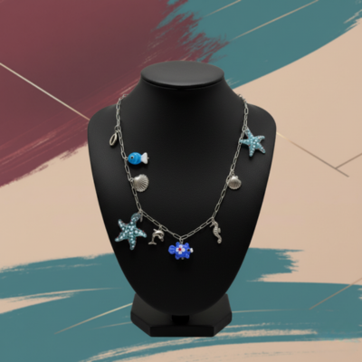 Collana con Ciondoli Marini – Stella Marina, Pesci, Conchiglie e Dettagli Blu | ScaramanticaWeb