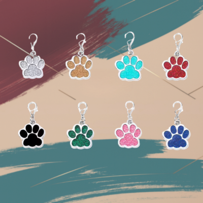 Ciondolo Zampa Glitter Argento per Cani e Gatti – Medaglietta Portafortuna