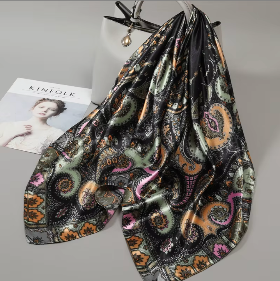 Foulard Donna Elegante in 100% Polyestere Satin silk  – Varie fantasie