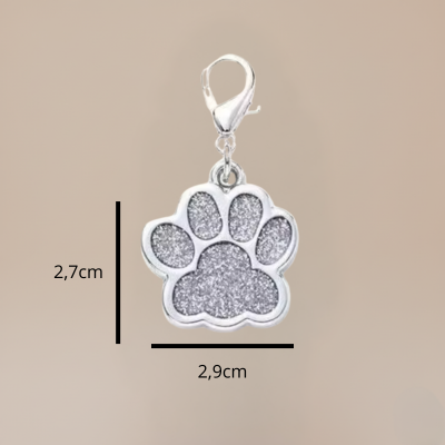 Ciondolo Zampa Glitter Argento per Cani e Gatti – Medaglietta Portafortuna
