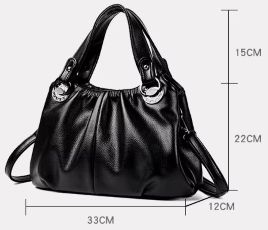 Borsa Shopper Donna Nera in Pelle sintetica di alta qualità con Tracolla – Elegante e Capiente