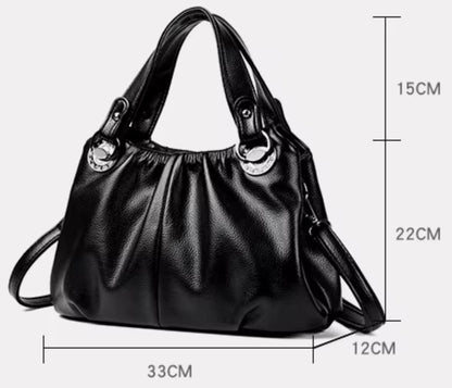 Borsa Shopper Donna Nera in Pelle sintetica di alta qualità con Tracolla – Elegante e Capiente