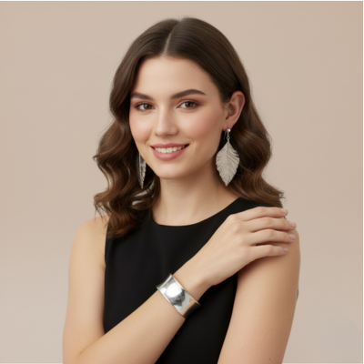 Orecchini Foglia Argento & Bracciale Minimal