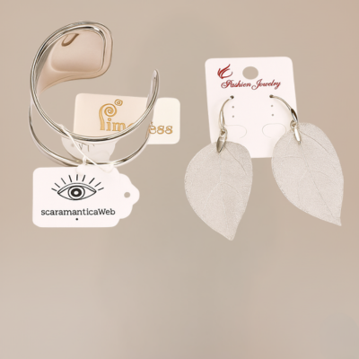 Orecchini Foglia Argento & Bracciale Minimal