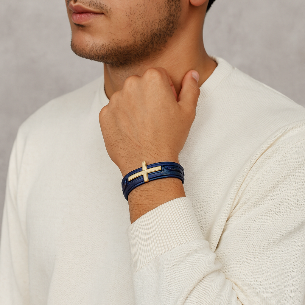 Bracciale in pelle intrecciato a mano