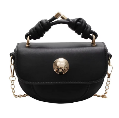 Borsa a tracolla donna con cuciture decorative e chiusura a lucchetto. Formato mini 17x7x10cm.