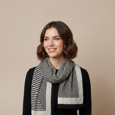 Sciarpa Donna plissettata bianca/nera | Stile ScaramanticaWeb