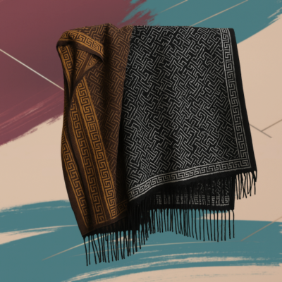 Sciarpa donna 100% Cashemere, ispessita cashemere caldo. Elegante con motivo geometrico e frange.