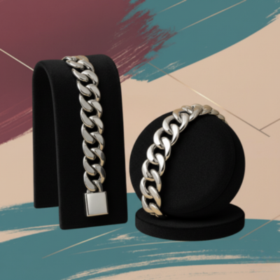 Bracciale Uomo in Acciaio Argento – Catena a Maglie Grandi, Stile Moderno e Casual