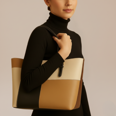 Borsa Shopper Donna a Blocchi di Colore – Elegante e Capiente, Stile Moderno