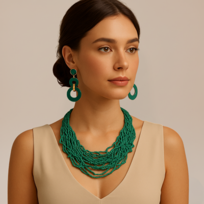 Set Collana e Orecchini Donna in Resina Verde Smeraldo – Stile Elegante e Moderno | ScaramanticaWeb - NUOVA DISPONIBILITÀ FEBBRAIO 2026