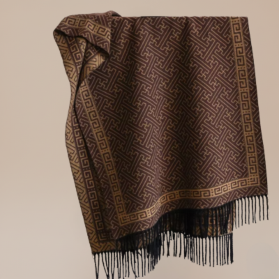 Sciarpa donna 100% Cashemere, ispessita cashemere caldo. Elegante con motivo geometrico e frange.