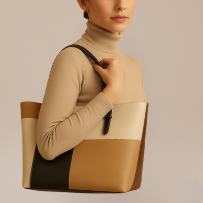Borsa shopper Donna a fasce di colore - Elegante e Capiente, Stile moderno. Disponibili da ottobre.