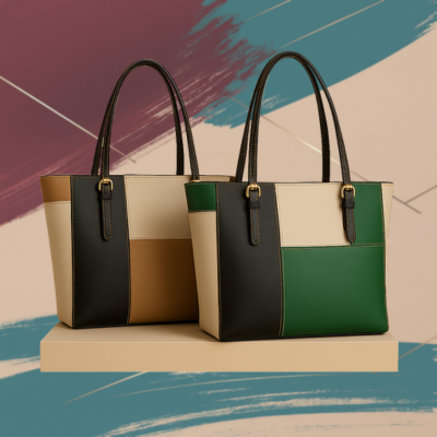 Borsa shopper Donna a fasce di colore - Elegante e Capiente, Stile moderno. Disponibili da ottobre.