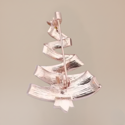 Spilla a forma di albero di Natale in lega di strass colorato.