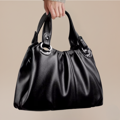 Borsa Shopper Donna Nera in Pelle sintetica di alta qualità con Tracolla – Elegante e Capiente