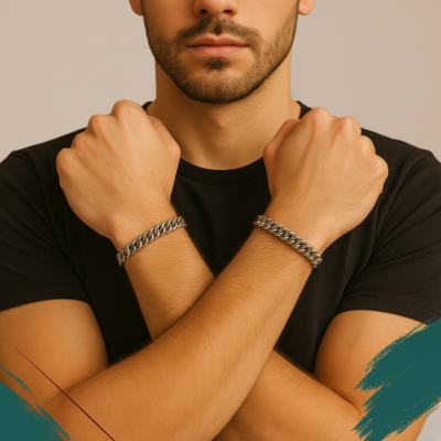 Bracciale a Catena Uomo in Acciaio Lucido – Stile Minimal Elegante | ScaramanticaWeb