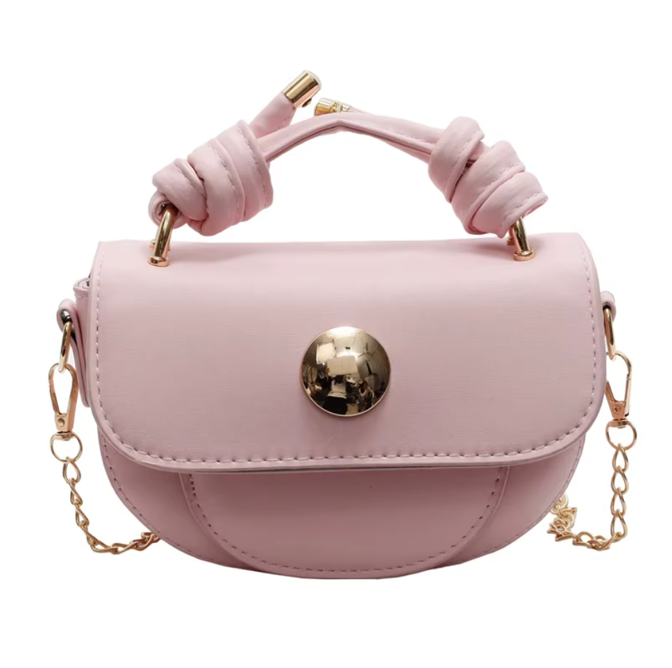 Borsa a tracolla donna con cuciture decorative e chiusura a lucchetto. Formato mini 17x7x10cm.
