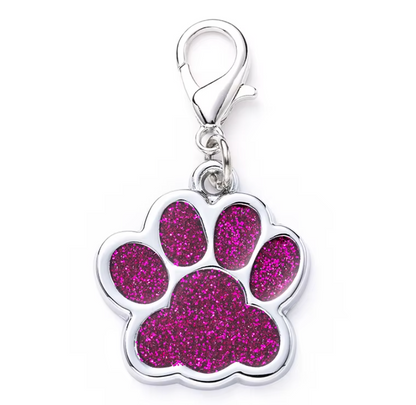 Ciondolo Zampa Glitter Argento per Cani e Gatti – Medaglietta Portafortuna