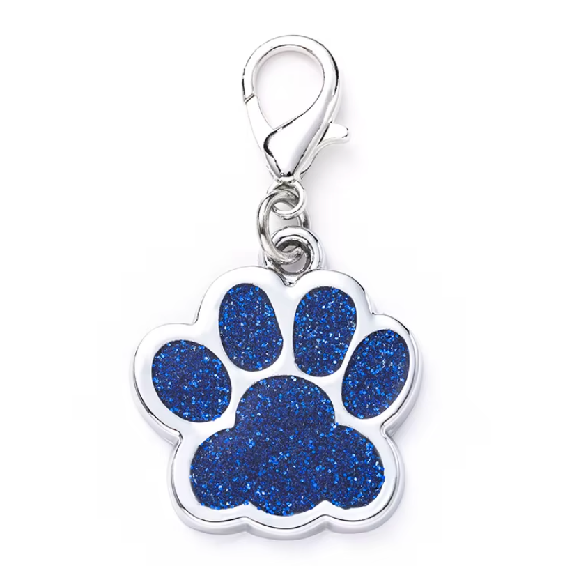 Ciondolo Zampa Glitter Argento per Cani e Gatti – Medaglietta Portafortuna