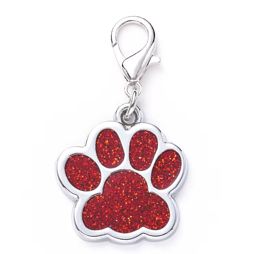 Ciondolo Zampa Glitter Argento per Cani e Gatti – Medaglietta Portafortuna
