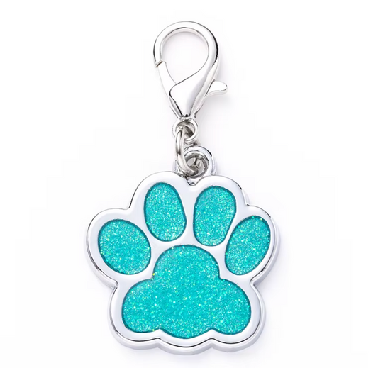 Ciondolo Zampa Glitter Argento per Cani e Gatti – Medaglietta Portafortuna