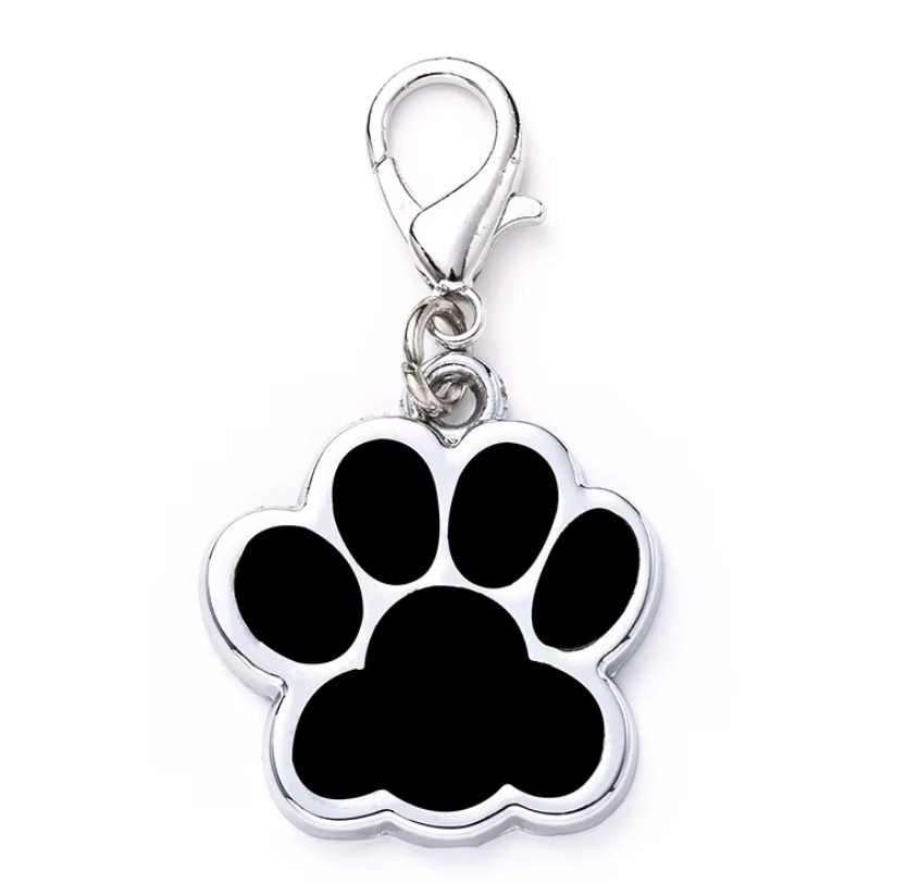 Ciondolo Zampa Glitter Argento per Cani e Gatti – Medaglietta Portafortuna